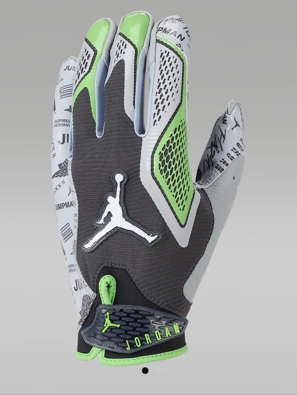 Jordan  Fly Lock 2.0 Football Receiver Gloves in Gray and Neon Green